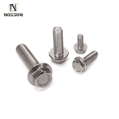 Ανθεκτικό DIN Standard 304 από ανοξείδωτο χάλυβα Αντιγλιστική οδοντωτή φλάντσα βίδα με εξωτερικό εξαγωνικό πλυντήριο