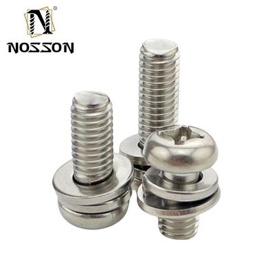 Ατσάλι από ανοξείδωτο χάλυβα SUS 304 316 316L Plain Finish Cross Recessed Pan Head Sems Screw DIN7985 M3 M4 M5 με πιστοποίηση ISO