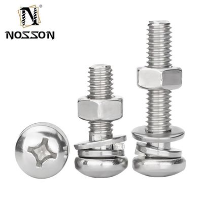 Ατσάλι από ανοξείδωτο χάλυβα SUS 304 316 316L Plain Finish Cross Recessed Pan Head Sems Screw DIN7985 M3 M4 M5 με πιστοποίηση ISO