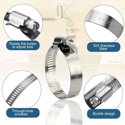 Ατσάλινο Worm Gear Hose Clamps για καύσιμα Διοχέτευση υδραυλικών ρυθμιζόμενο εύρος 1/4-2 σε 6-51mm ΖΙΝΚ ολοκληρώσει δείγμα Instock