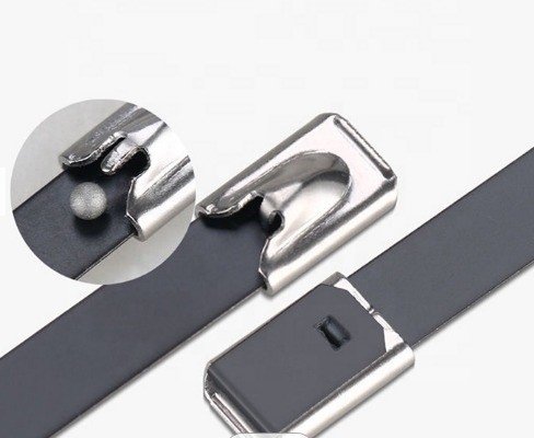Αυτοκλείδωμα Metal Wrap Cable Tie Ball Lock JIS Standard PVC επικαλυμμένο από ανοξείδωτο χάλυβα 7.9mm GB Standard