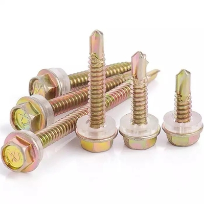 GB Standard Stainless Steel Hex Head Patta Self Drilling Sheet Metal Roofing Screw with Rubber Washer Plain Finish INCH Measurement System (Σύστημα μέτρησης INCH με απλό φινίρισμα)