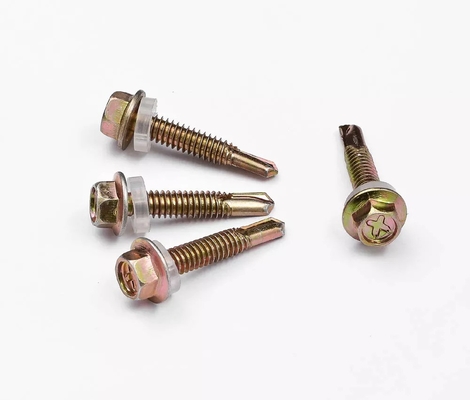 GB Standard Stainless Steel Hex Head Patta Self Drilling Sheet Metal Roofing Screw with Rubber Washer Plain Finish INCH Measurement System (Σύστημα μέτρησης INCH με απλό φινίρισμα)