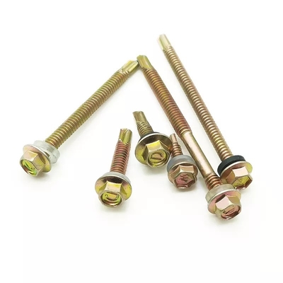 GB Standard Stainless Steel Hex Head Patta Self Drilling Sheet Metal Roofing Screw with Rubber Washer Plain Finish INCH Measurement System (Σύστημα μέτρησης INCH με απλό φινίρισμα)