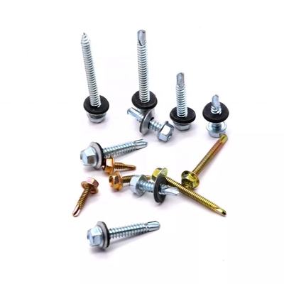 GB Standard Stainless Steel Hex Head Patta Self Drilling Sheet Metal Roofing Screw with Rubber Washer Plain Finish INCH Measurement System (Σύστημα μέτρησης INCH με απλό φινίρισμα)