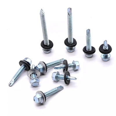 GB Standard Stainless Steel Hex Head Patta Self Drilling Sheet Metal Roofing Screw with Rubber Washer Plain Finish INCH Measurement System (Σύστημα μέτρησης INCH με απλό φινίρισμα)