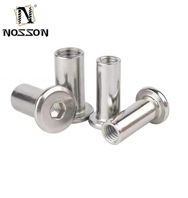 DIN Standard Stainless Steel Hex Socket Flat Head Sleeve Barrel Nut με στρογγυλό κεφάλι