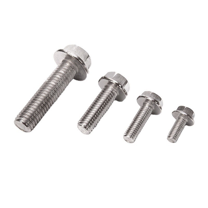 Ανθεκτικό DIN Standard 304 από ανοξείδωτο χάλυβα Αντιγλιστική οδοντωτή φλάντσα βίδα με εξωτερικό εξαγωνικό πλυντήριο