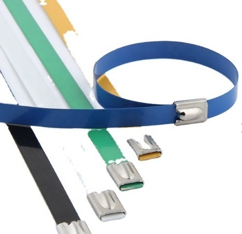 Αυτοκλείδωμα Metal Wrap Cable Tie Ball Lock JIS Standard PVC επικαλυμμένο από ανοξείδωτο χάλυβα 7.9mm GB Standard