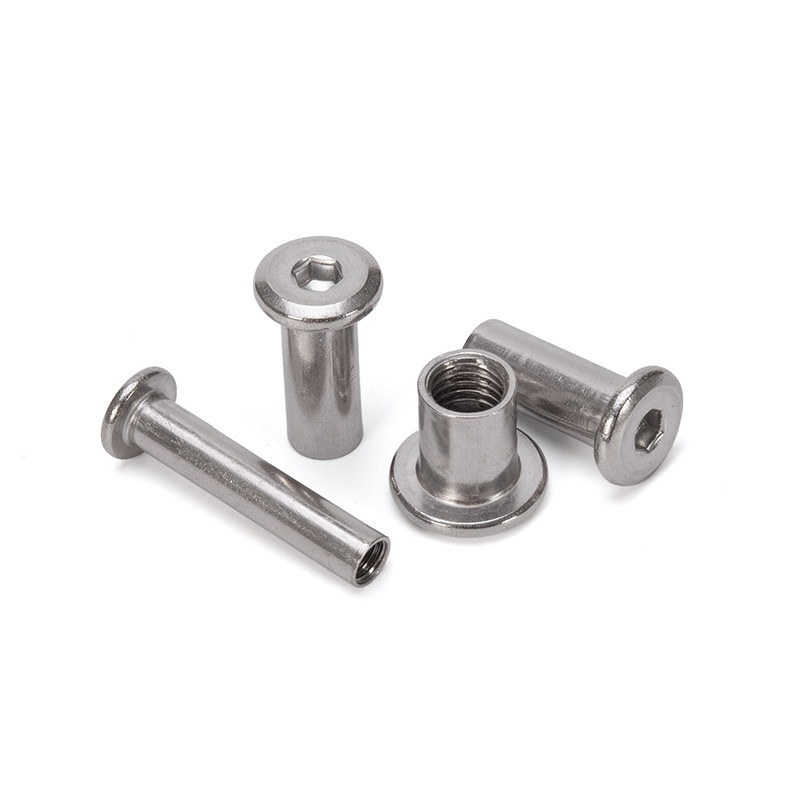 DIN Standard 304 από ανοξείδωτο χάλυβα Flat Head Hex Socket Furniture Connector Threaded Barrel Nut Fasteners για συναρμολόγηση επίπλων